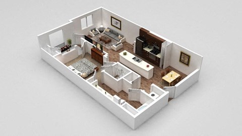 Floor plan for 1 bed, 1 bath, 786 sqft
